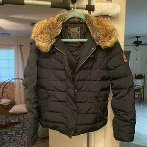 Down Winter Bomber Jacket/ ski jacket with fur
